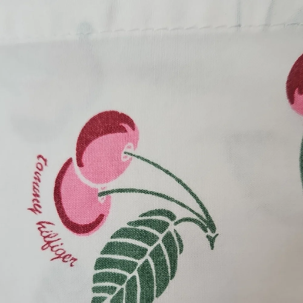 Tommy Hilfiger Pink Red Cherries Green Leaf Cotton Twin Flat Sheet